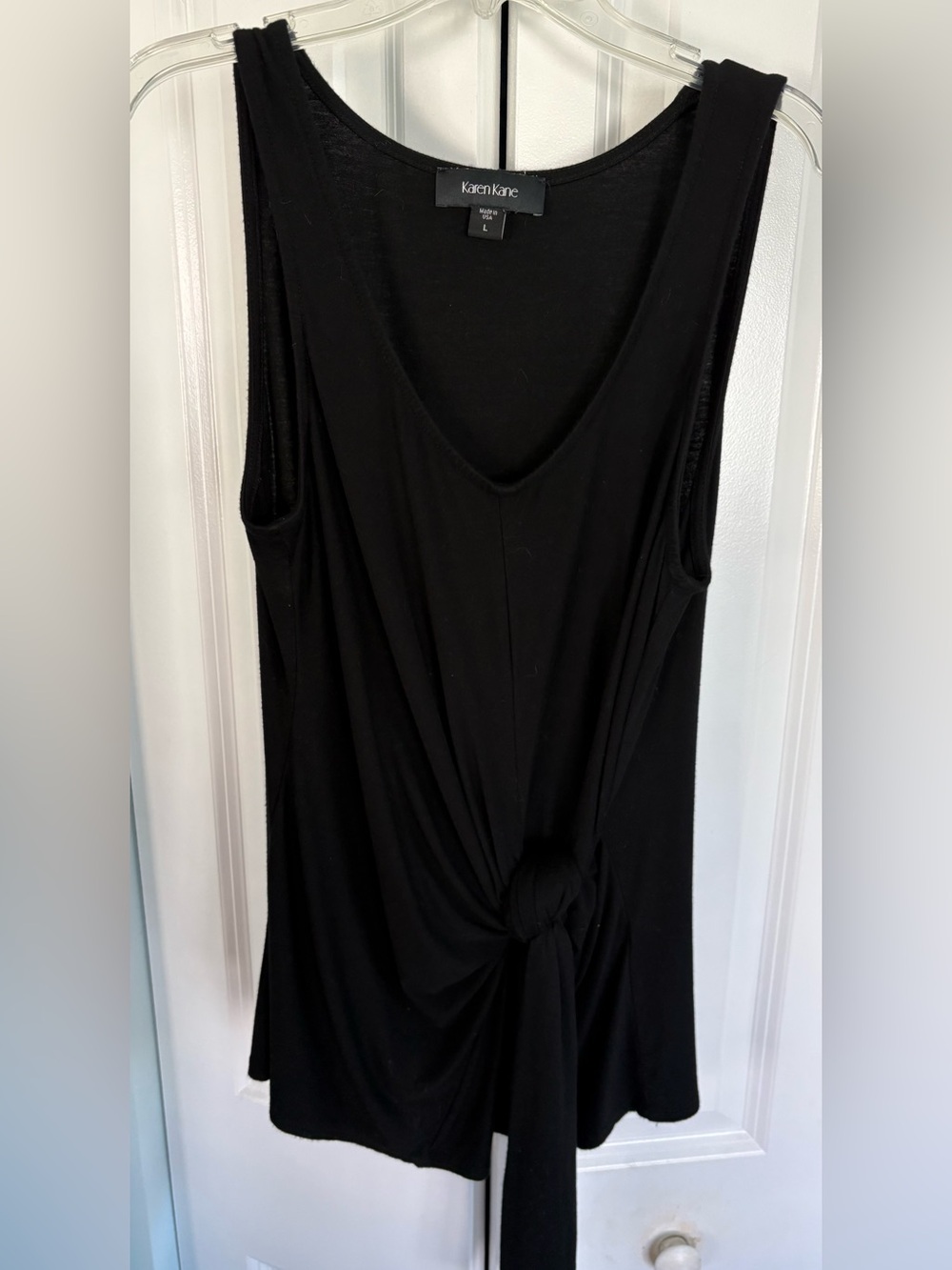 Karen Kane Black V-Neck Sleeveless Tank with Front Knot